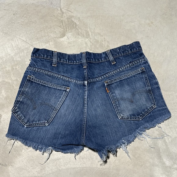 Vintage Levis Shorts Men's 33x3 Blue Denim Orange Tab Big E Cut Off 70s Scovill